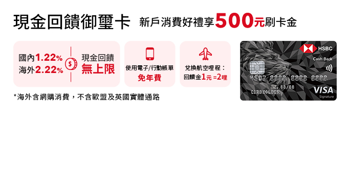 滙豐現金回饋御璽卡介紹